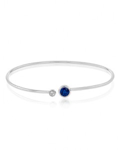 A blue sapphire and diamond simplistic cuff bracelet